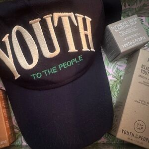 Youth to the People Superberry  Cleansing Balm, full size retinol, cleanser, hat